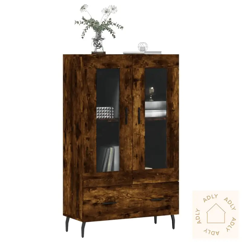 Highboard Røkt Eik 69,5X31X115 Cm Konstruert Tre