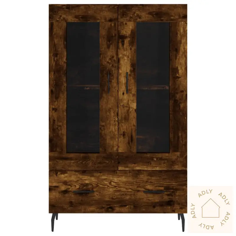 Highboard Røkt Eik 69,5X31X115 Cm Konstruert Tre