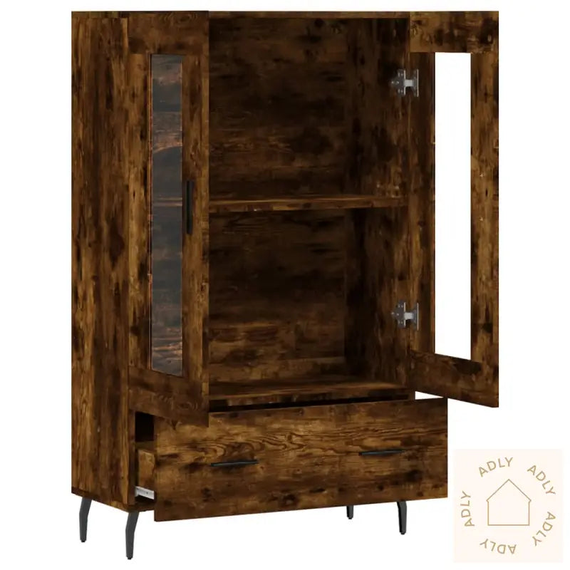 Highboard Røkt Eik 69,5X31X115 Cm Konstruert Tre