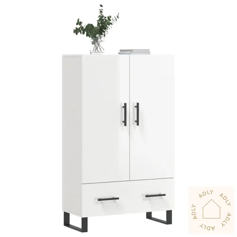 Highboard Høyglans Hvit 69,5X31X115 Cm Konstruert Tre