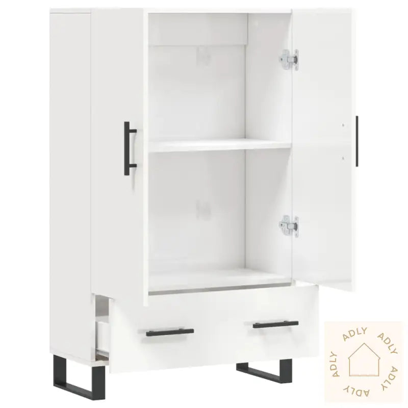 Highboard Høyglans Hvit 69,5X31X115 Cm Konstruert Tre