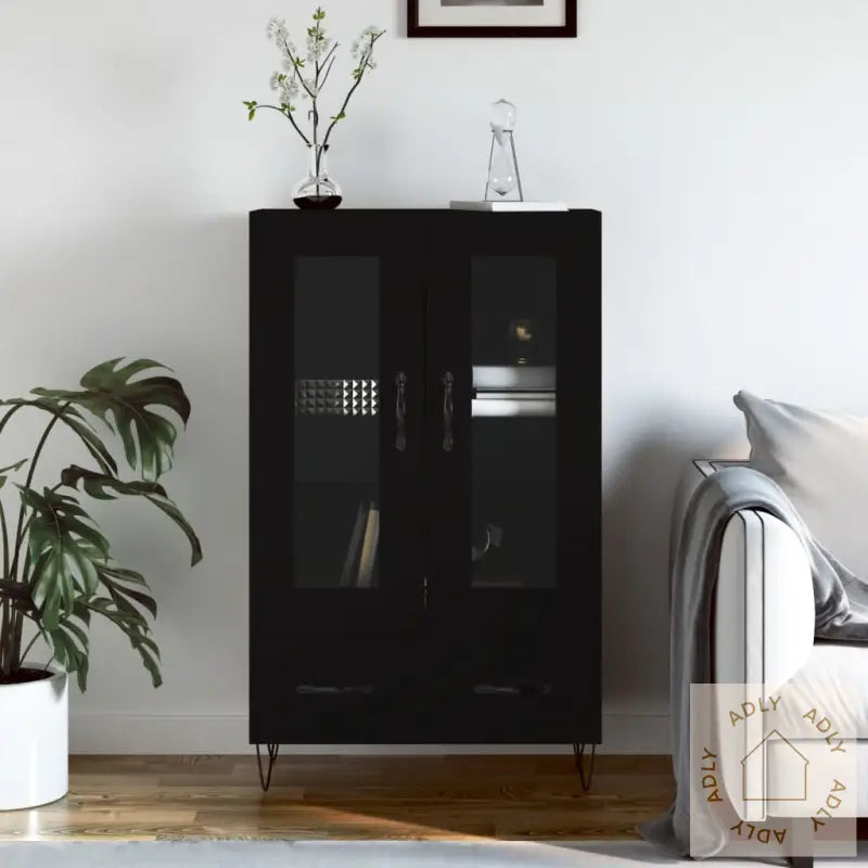 Highboard Svart 69,5X31X115 Cm Konstruert Tre
