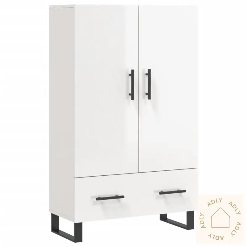 Highboard Høyglans Hvit 69,5X31X115 Cm Konstruert Tre