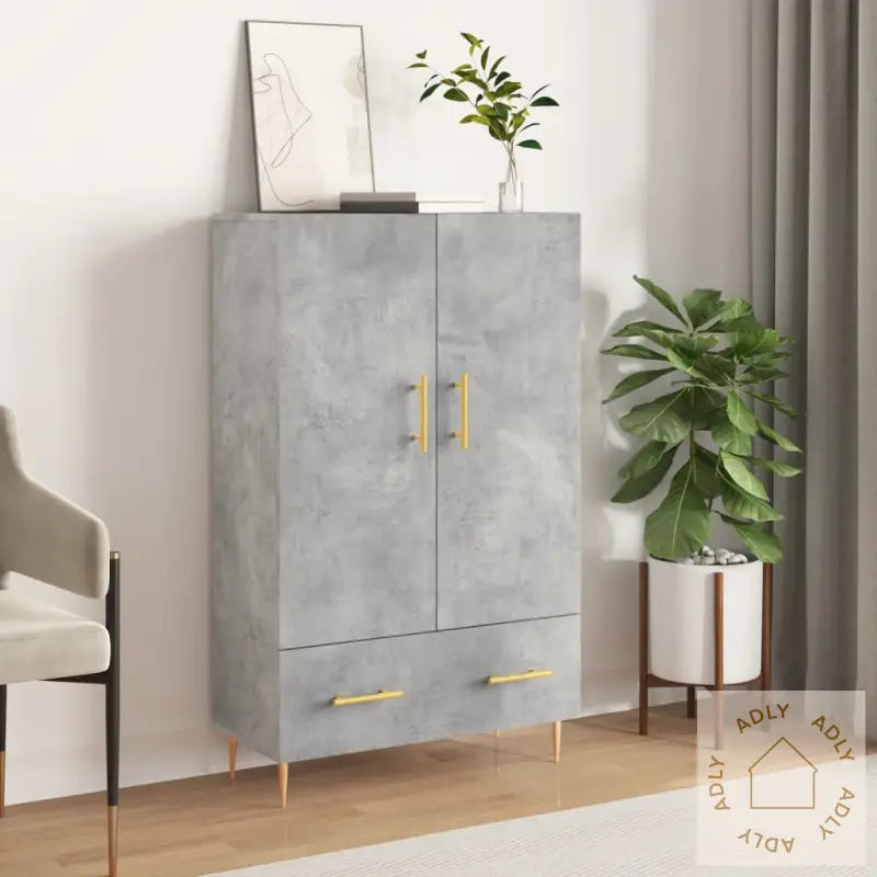Highboard Betonggrå 69,5X31X115 Cm Konstruert Tre