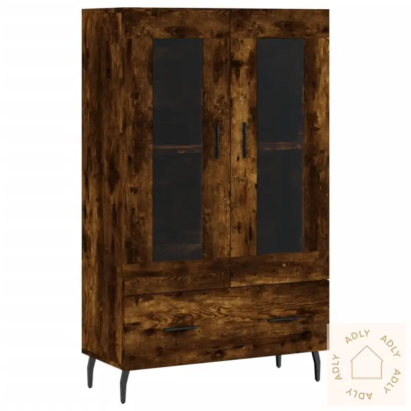 Highboard Røkt Eik 69,5X31X115 Cm Konstruert Tre