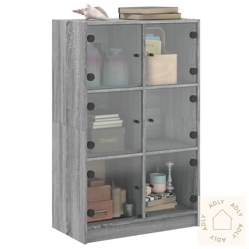 Highboard Med Dører Grå Sonoma 68X37X109 Cm Konstruert Tre