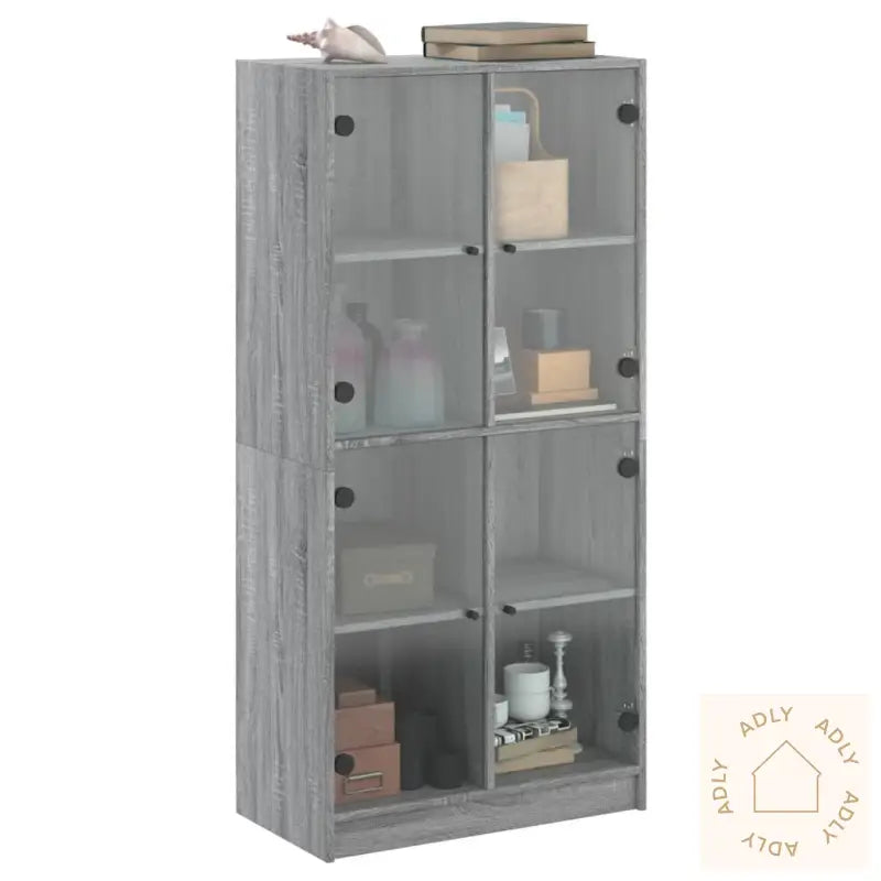Highboard Med Dører Grå Sonoma 68X37X142 Cm Konstruert Tre