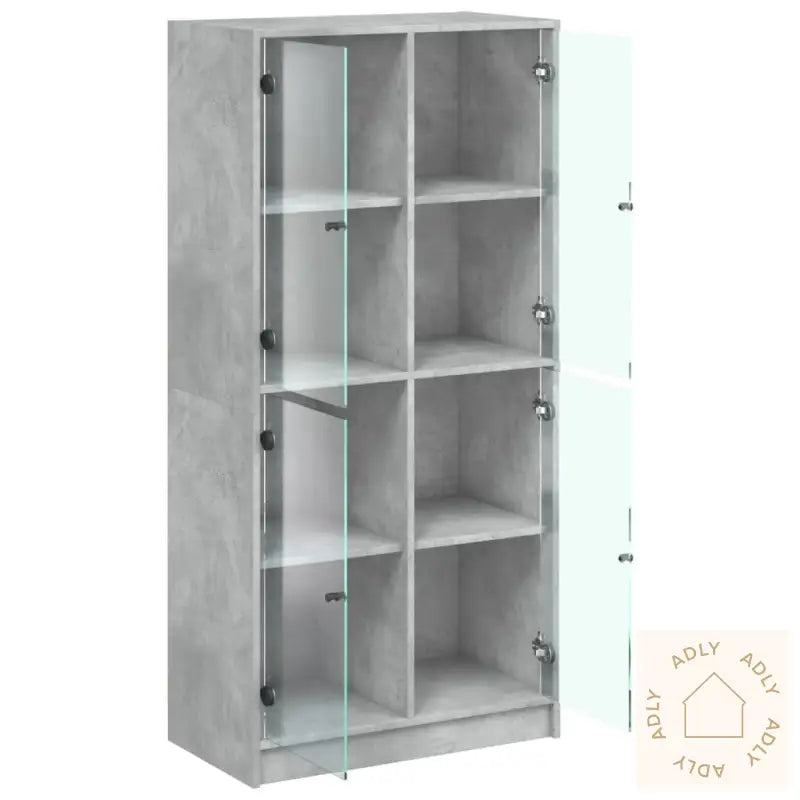 Highboard Med Dører Betonggrå 68X37X142 Cm Konstruert Tre