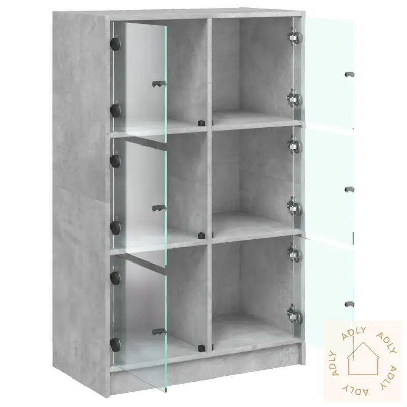 Highboard Med Dører Betonggrå 68X37X109 Cm Konstruert Tre