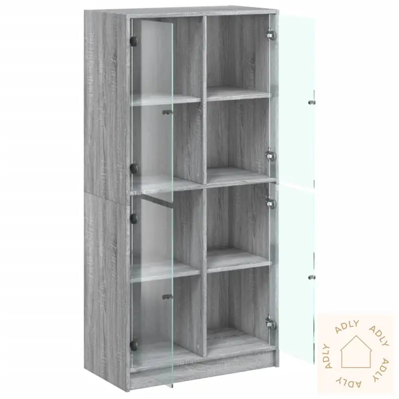 Highboard Med Dører Grå Sonoma 68X37X142 Cm Konstruert Tre