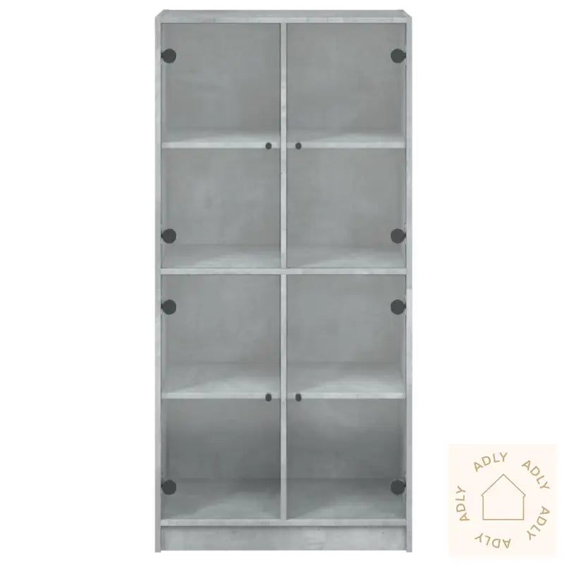 Highboard Med Dører Betonggrå 68X37X142 Cm Konstruert Tre