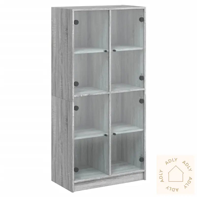 Highboard Med Dører Grå Sonoma 68X37X142 Cm Konstruert Tre