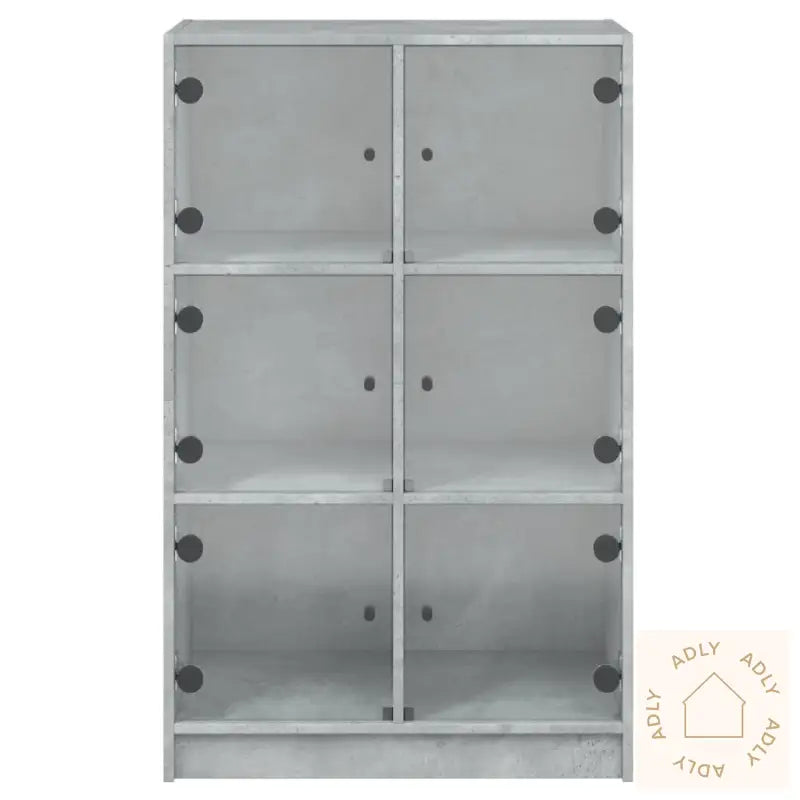 Highboard Med Dører Betonggrå 68X37X109 Cm Konstruert Tre