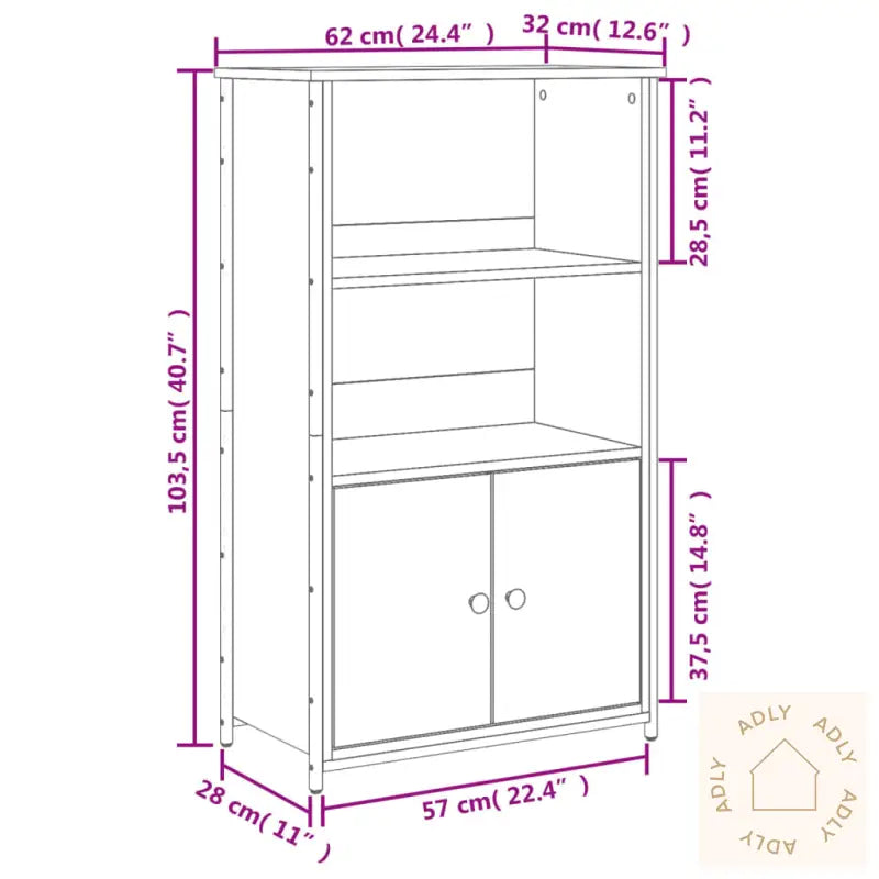 Highboard Røkt Eik 62X32X103,5 Cm Konstruert Tre