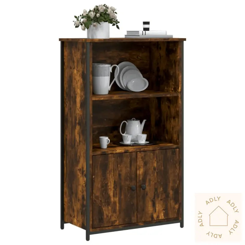 Highboard Røkt Eik 62X32X103,5 Cm Konstruert Tre