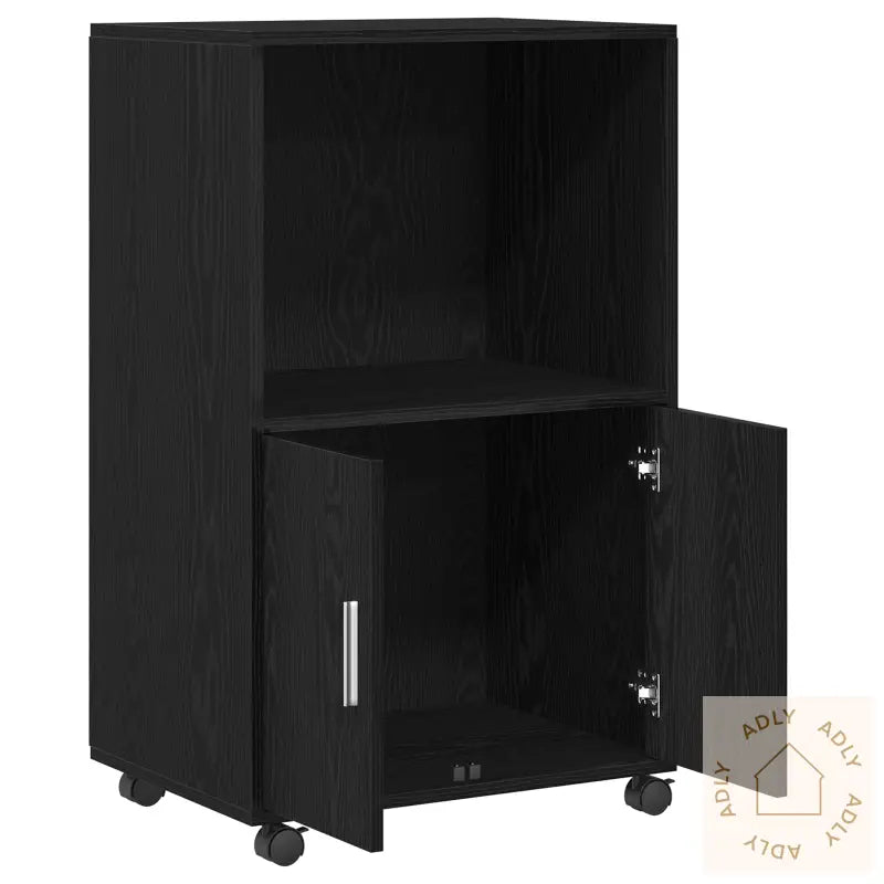 Rulleskap Svart Eik 55X40X91 Cm Konstruert Tre