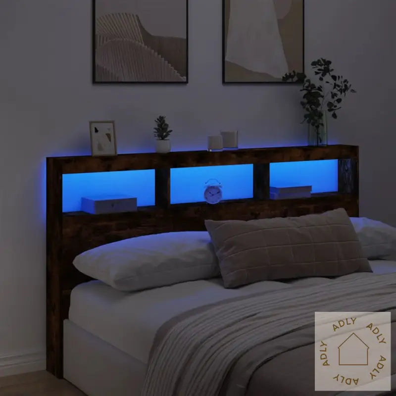 Hodegavl Skap Med Led Røkt Eik 180X17X102 Cm