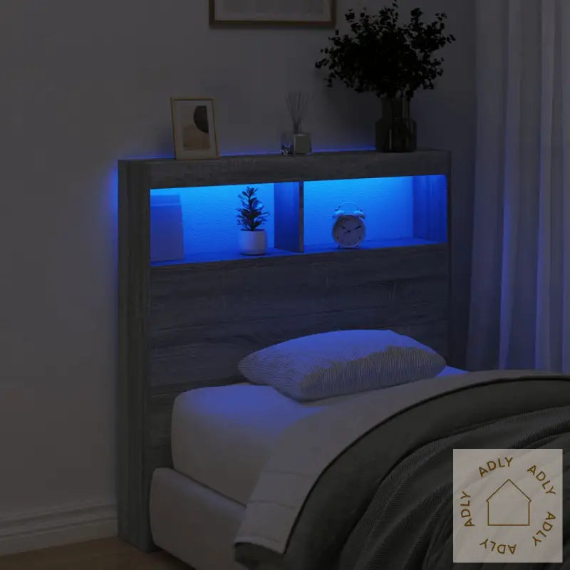 Hodegavl Skap Med Led Grå Sonoma 100X17X102 Cm