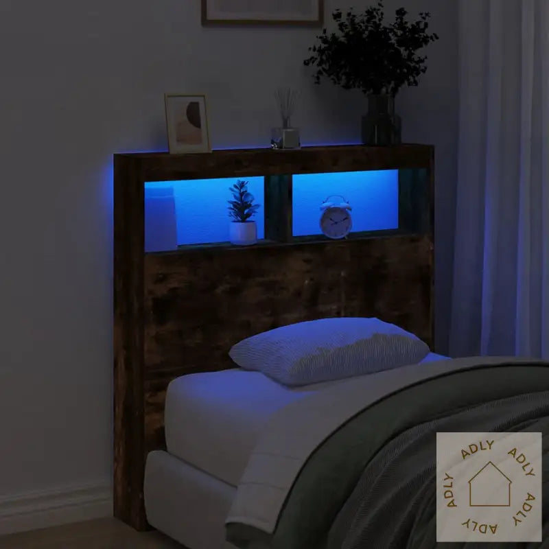 Hodegavl Skap Med Led Røkt Eik 100X17X102 Cm