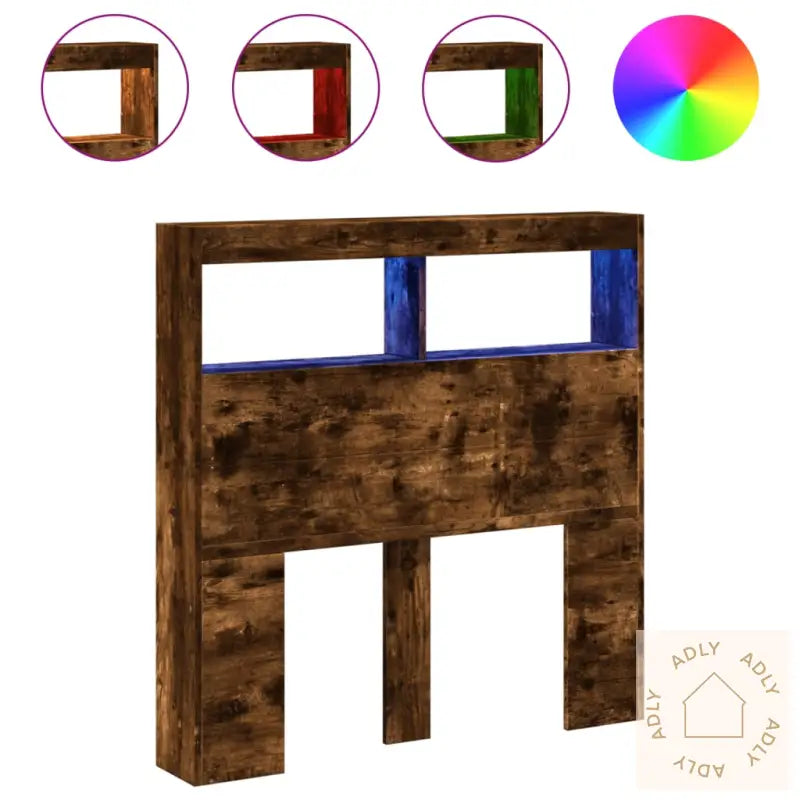 Hodegavl Skap Med Led Røkt Eik 100X17X102 Cm