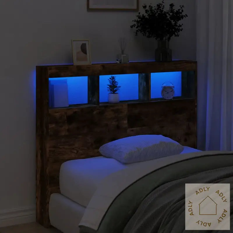Hodegavl Skap Med Led Røkt Eik 120X17X102 Cm