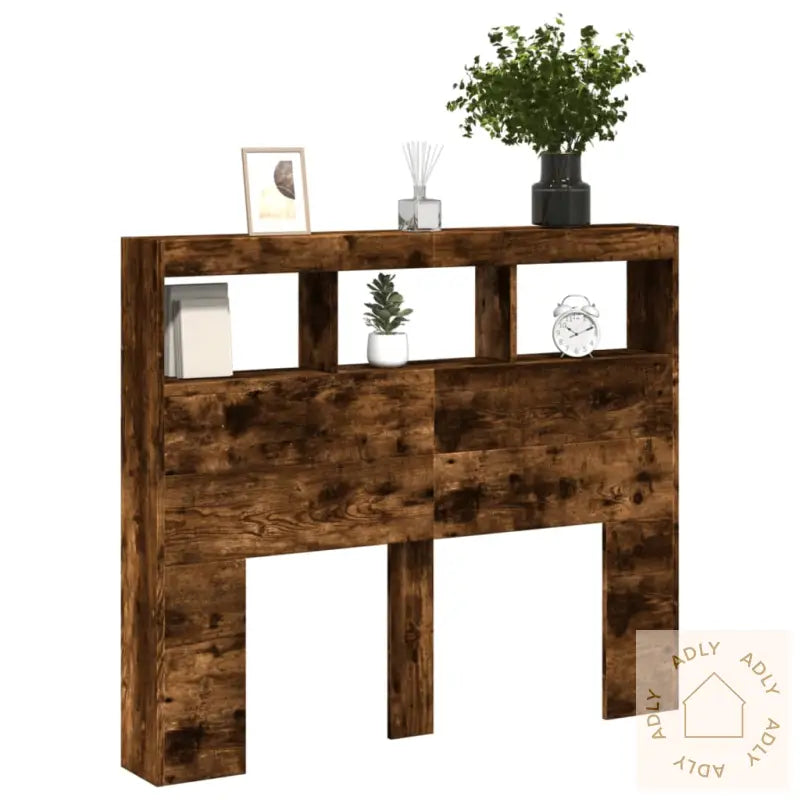 Hodegavl Skap Med Led Røkt Eik 120X17X102 Cm