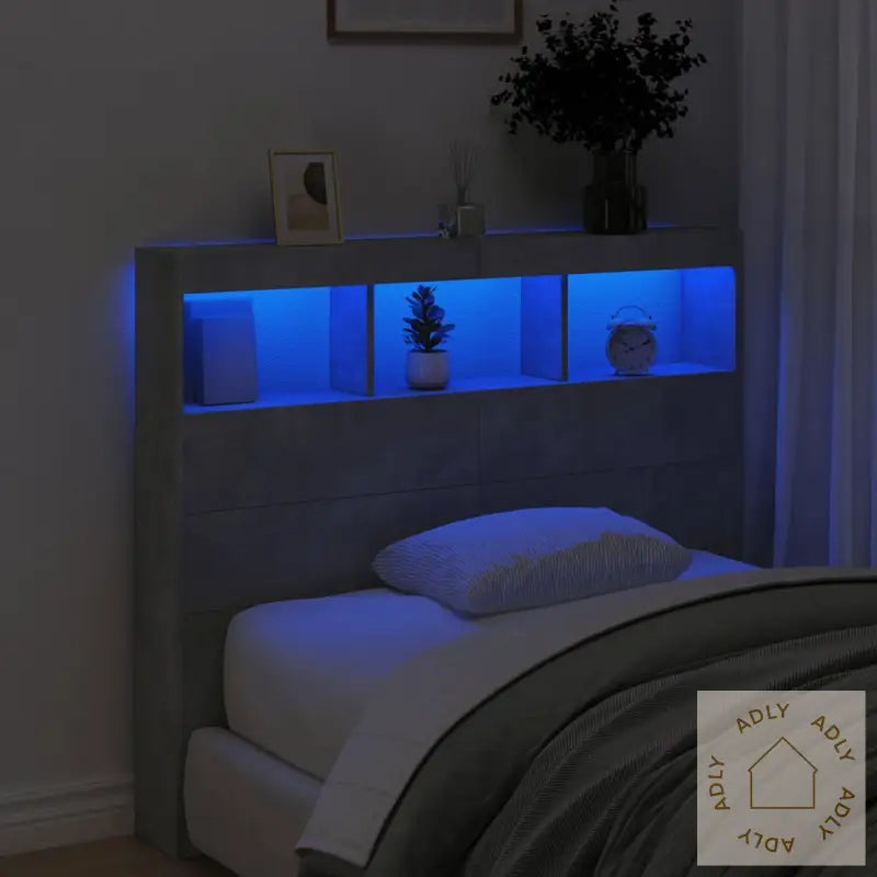 Hodegavl Skap Med Led Betonggrå 120X17X102 Cm