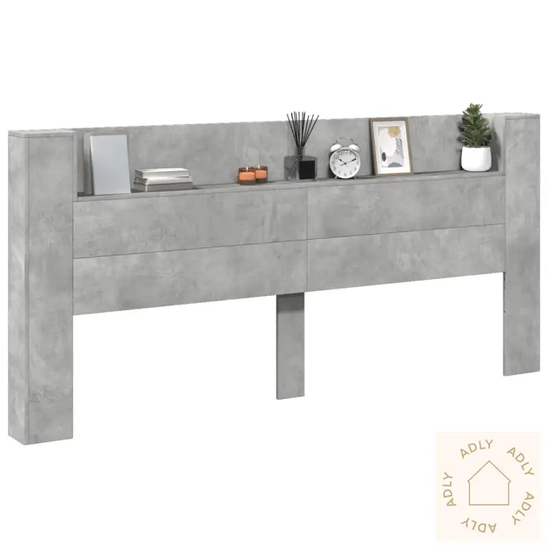 Hodegavl Skap Med Led Betonggrå 220X16,5X103,5 Cm