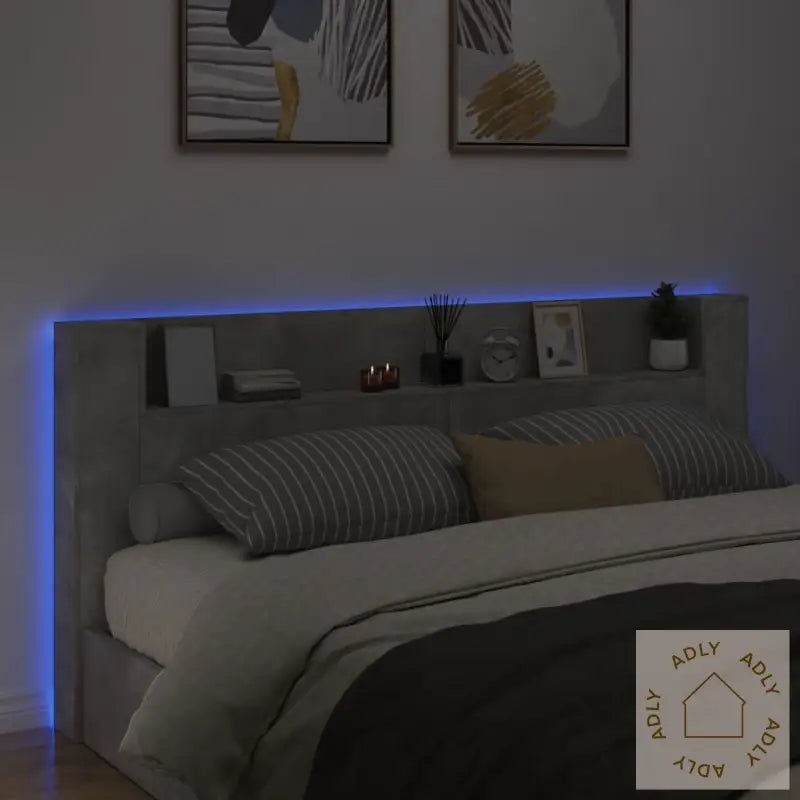 Hodegavl Skap Med Led Betonggrå 220X16,5X103,5 Cm