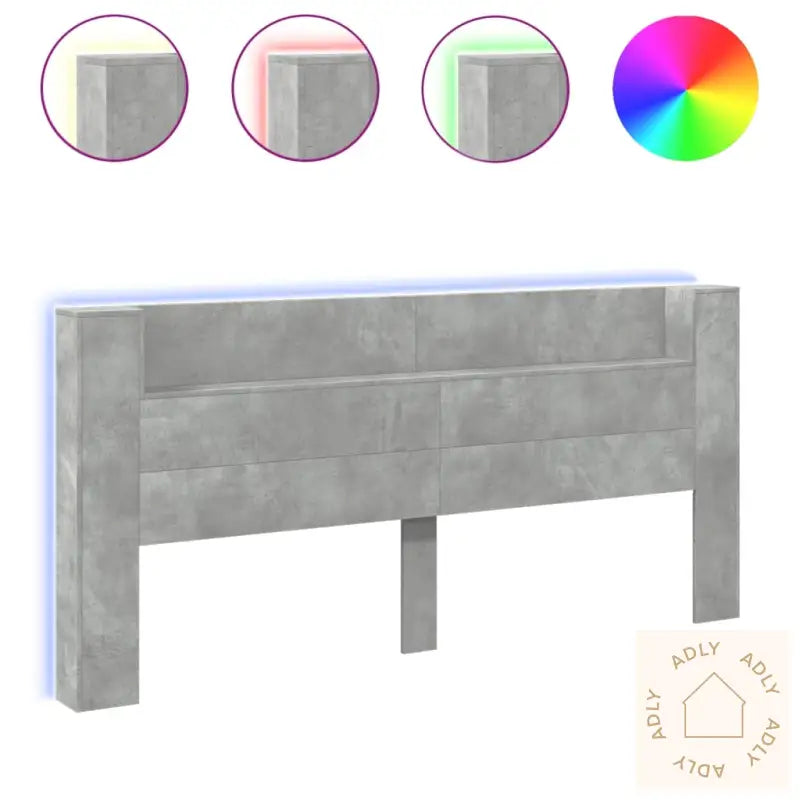Hodegavl Skap Med Led Betonggrå 220X16,5X103,5 Cm