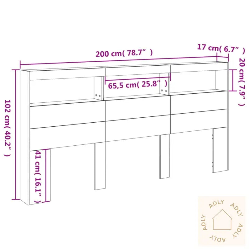 Hodegavl Skap Med Led Hvit 200X17X102 Cm