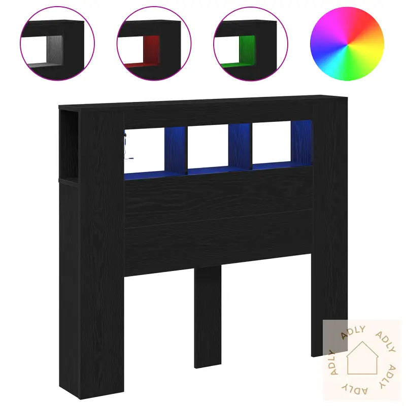 Oppbevaringshodegjerde Med Led-Lamper Svart Eik 120X18,5X103,5 Cm