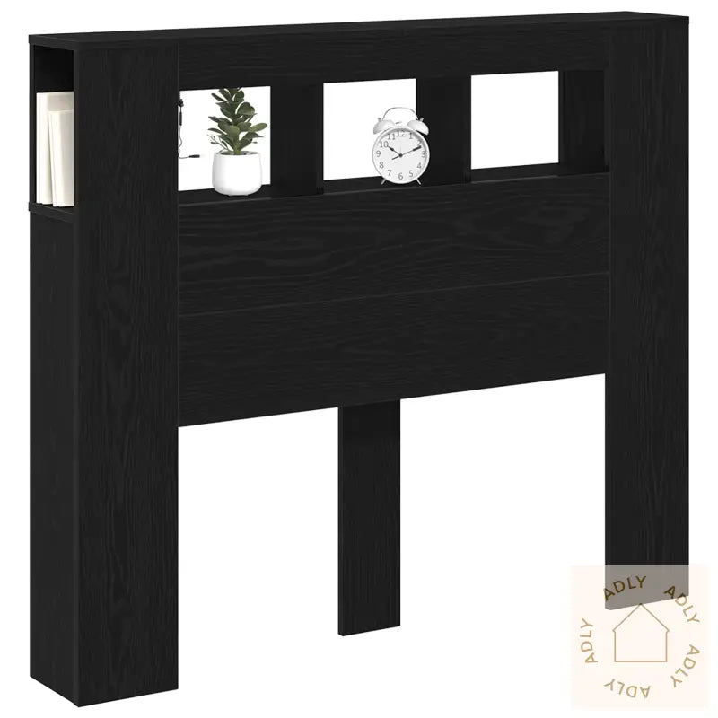 Oppbevaringshodegjerde Med Led-Lamper Svart Eik 120X18,5X103,5 Cm