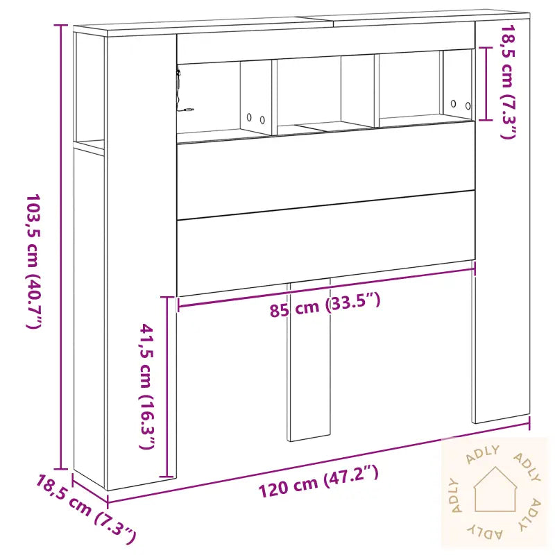 Oppbevaringshodegjerde Med Led-Lamper Svart Eik 120X18,5X103,5 Cm