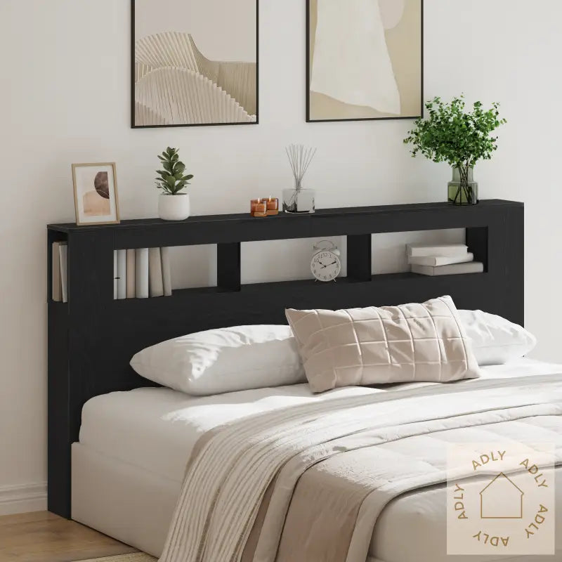 Oppbevaringshodegærde Med Led-Belysning Svart Eik 200X18,5X103,5 Cm