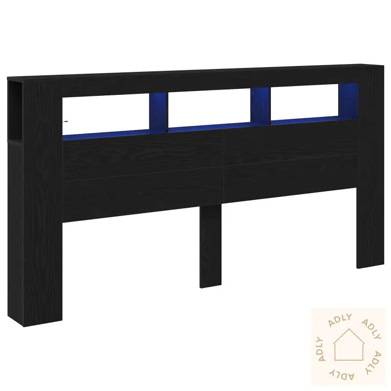 Oppbevaringshodegærde Med Led-Belysning Svart Eik 200X18,5X103,5 Cm
