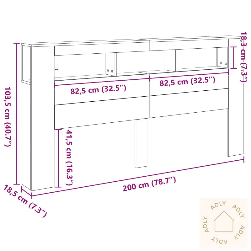 Oppbevaringshodegærde Med Led-Belysning Svart Eik 200X18,5X103,5 Cm