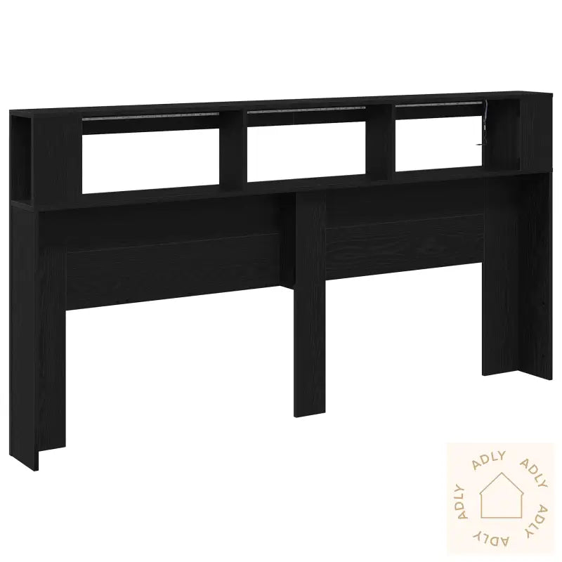 Oppbevaringshodegærde Med Led-Belysning Svart Eik 200X18,5X103,5 Cm
