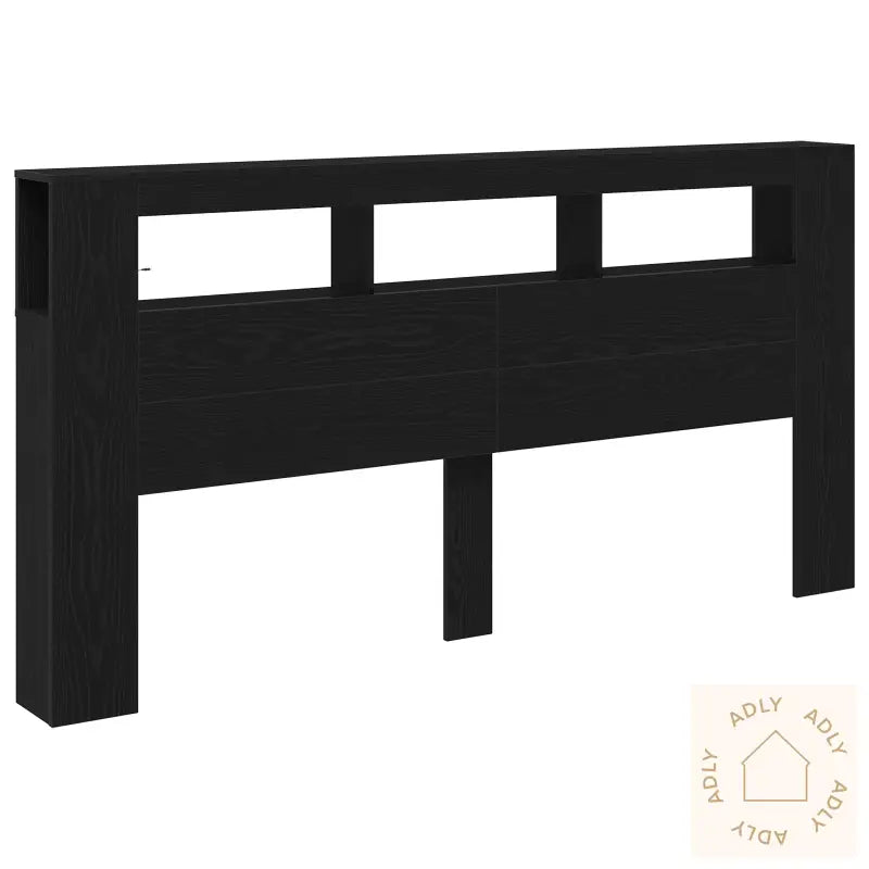 Oppbevaringshodegærde Med Led-Belysning Svart Eik 200X18,5X103,5 Cm