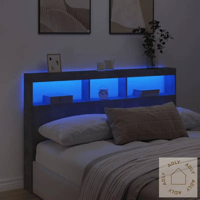Hodegavl Skap Med Led Betonggrå 160X17X102 Cm