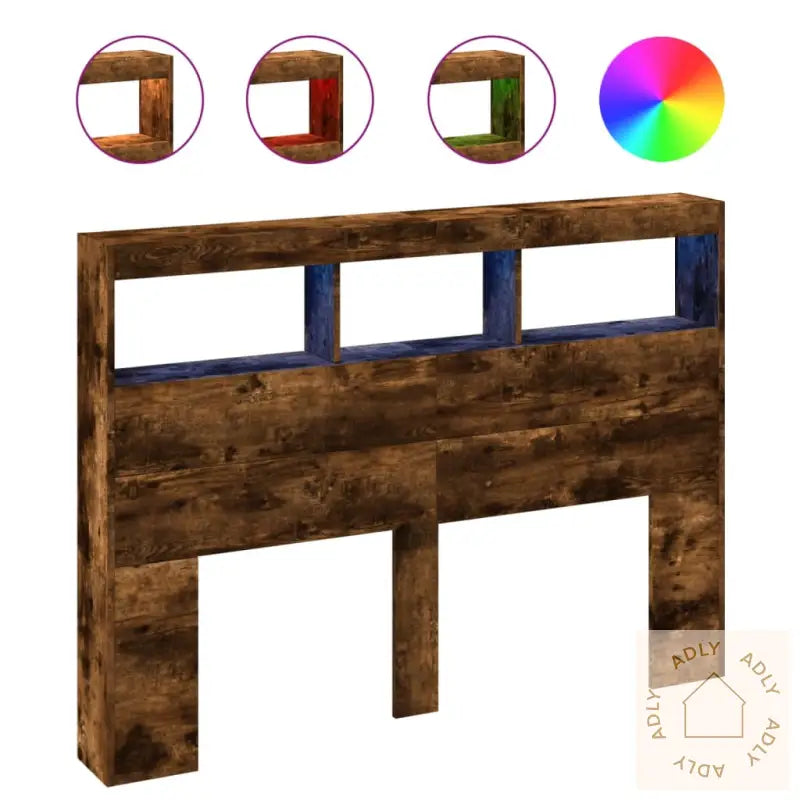 Hodegavl Skap Med Led Røkt Eik 140X17X102 Cm