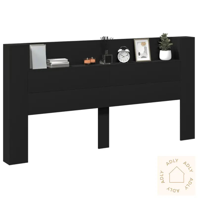 Hodegavl Skap Med Led Svart 200X16,5X103,5 Cm