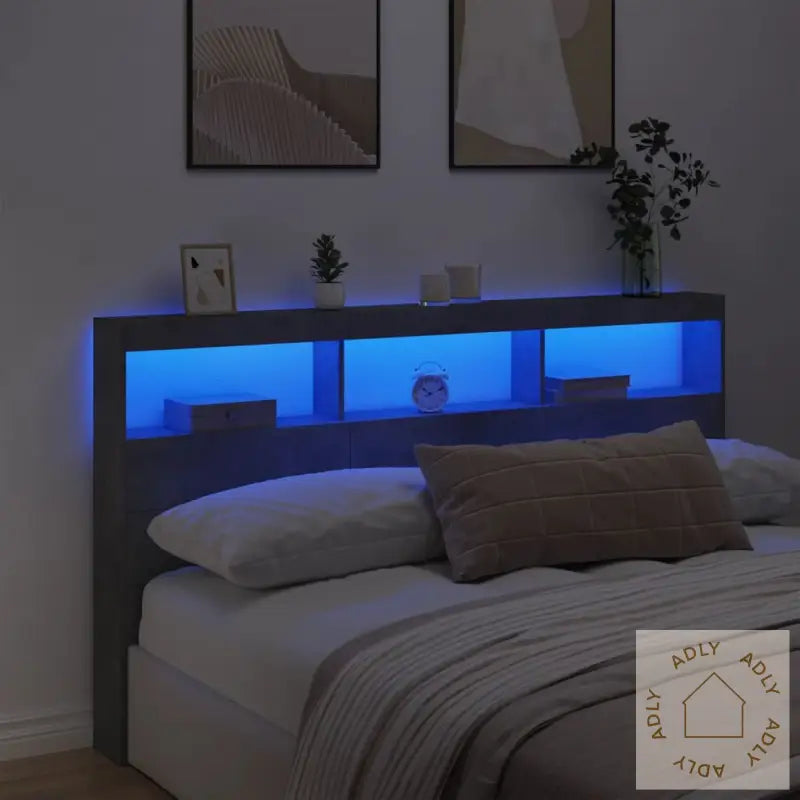 Hodegavl Skap Med Led Betonggrå 180X17X102 Cm
