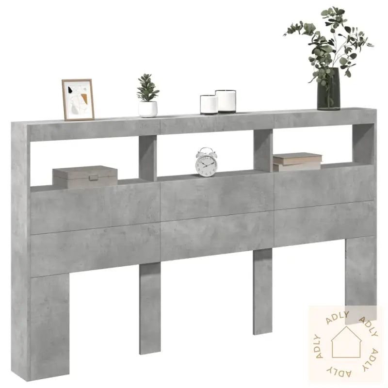 Hodegavl Skap Med Led Betonggrå 180X17X102 Cm