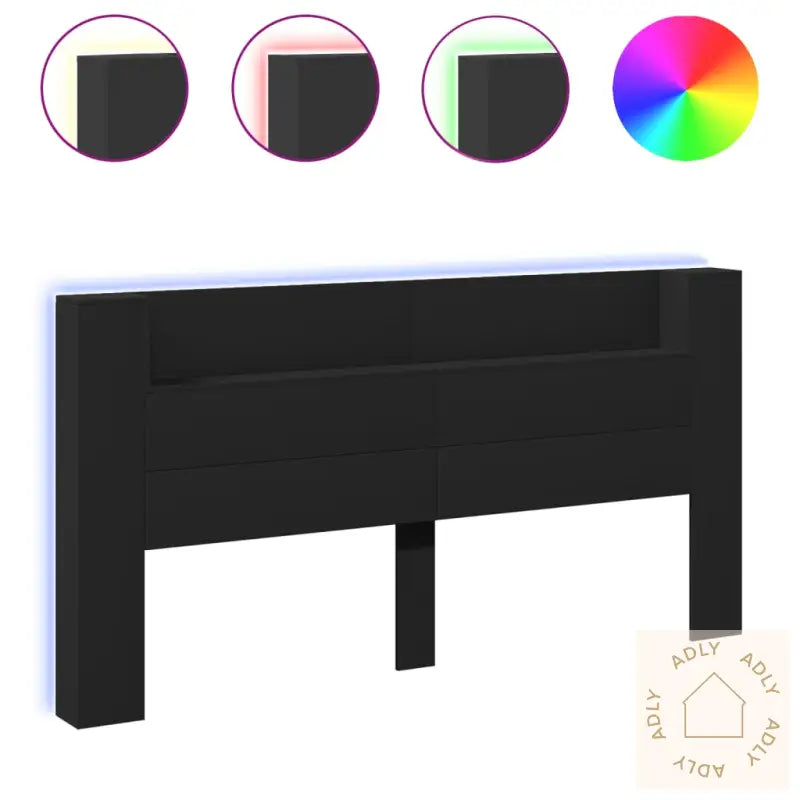 Hodegavl Skap Med Led Svart 200X16,5X103,5 Cm