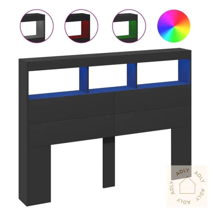 Hodegavl Skap Med Led Svart 140X17X102 Cm