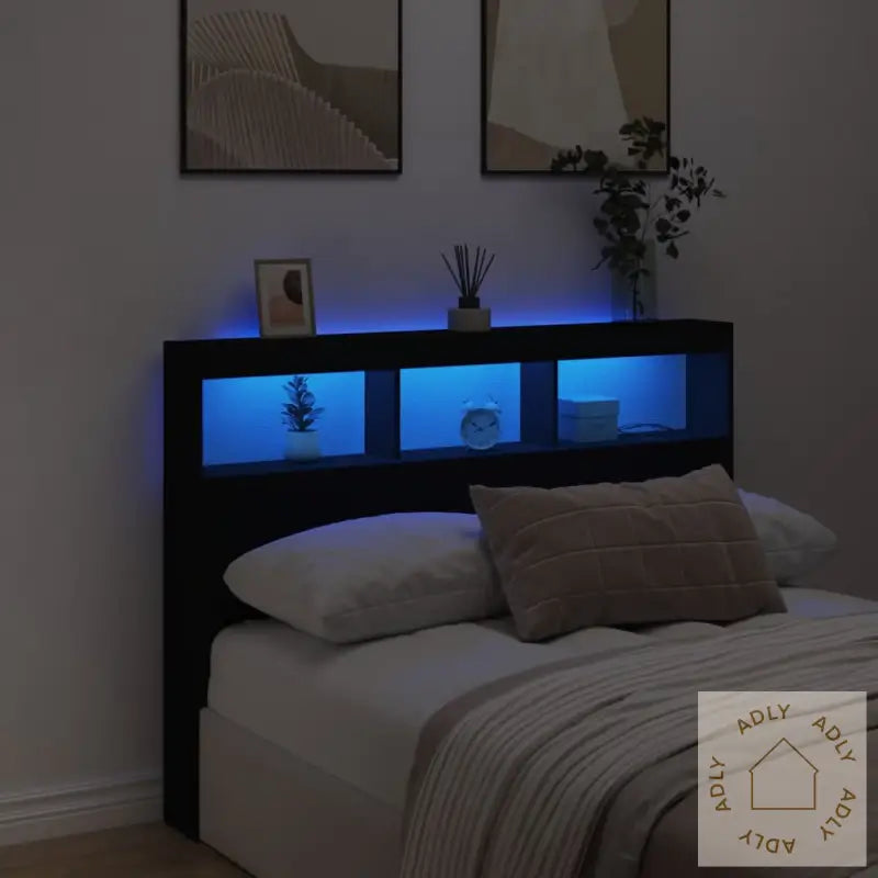 Hodegavl Skap Med Led Svart 140X17X102 Cm