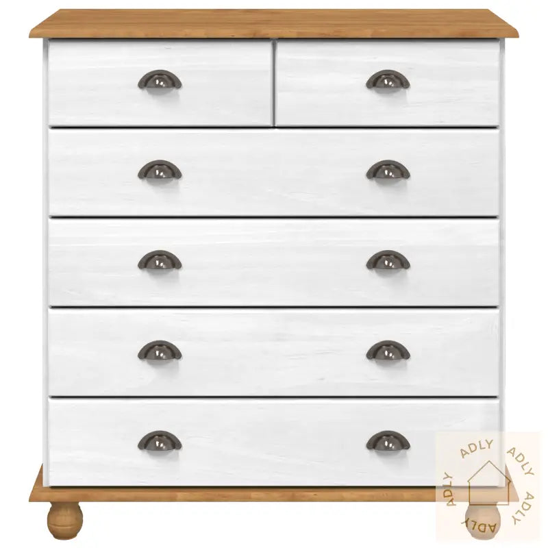 Kommode &quot;Askim&quot; Hvit 91X40X95,5 Cm Solid Tre Furu