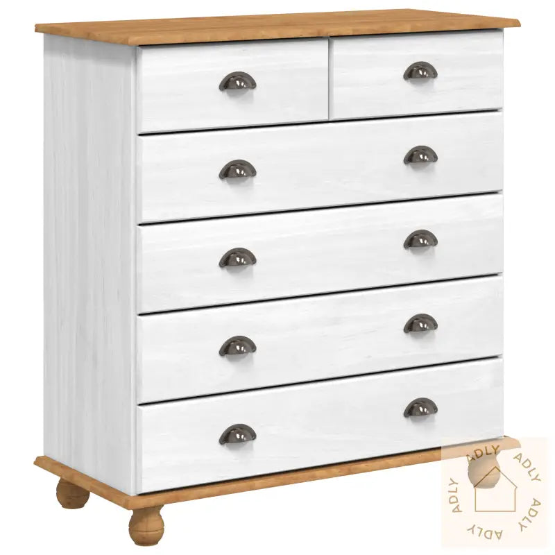 Kommode &quot;Askim&quot; Hvit 91X40X95,5 Cm Solid Tre Furu
