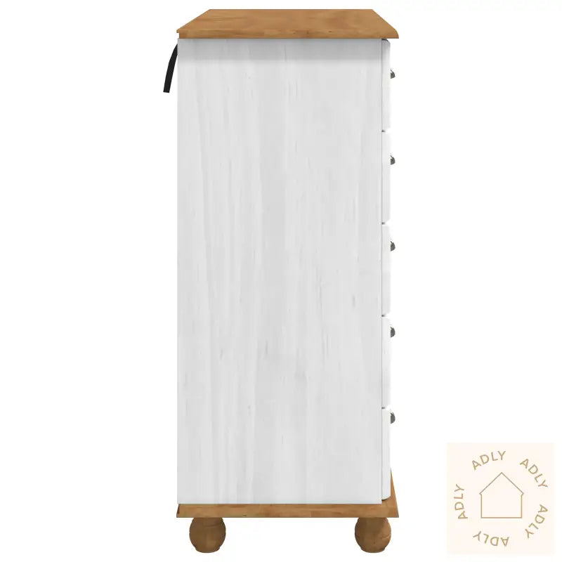 Kommode &quot;Askim&quot; Hvit 91X40X95,5 Cm Solid Tre Furu
